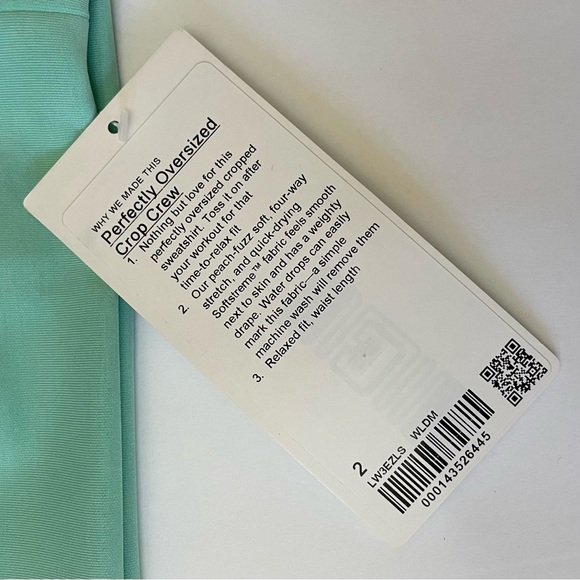 NWT Lululemon Perfectly Oversized Cropped Crew in Wild Mint Size 2 - Picture 7 of 8